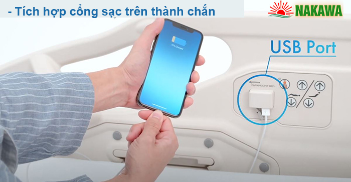 Tính năng sạc pin tại giường Paramount Bed A6